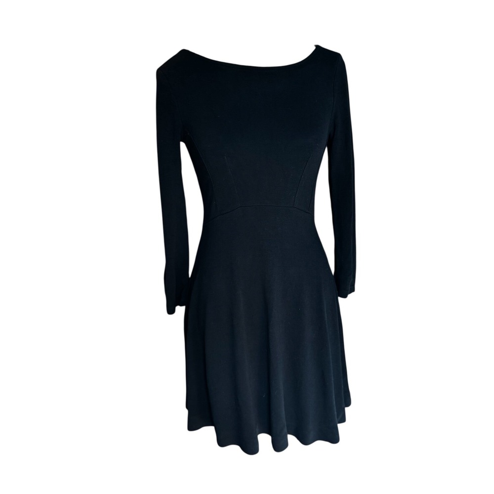 French connection, classic cotton‎ stretch fit, and flare little black dress 4